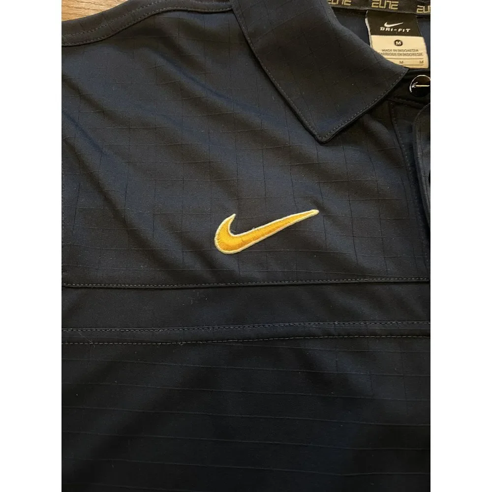 Nike Elite Dri Fit West Virginia Mountaineers WVU Blue Golf Polo‎ Men's Medium
